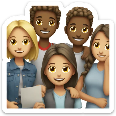 smiling girls and boys together to vote sticker