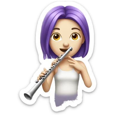 Pale girl with purple hair playing flute sticker