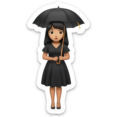 Latina girl with bangs black long hair plus size black dress with umbrella  sticker