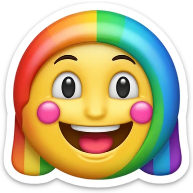 Rainbow happy emoji sticker