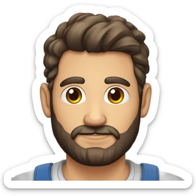 Hombre piel clara barba cartaña rojiza, pelo moreno frente amplia sticker