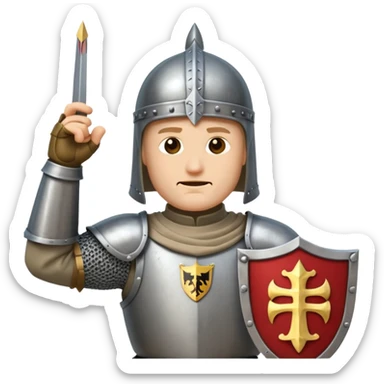 Hazme el emoji de un caballero medieval con actitud muy masculina en diversos estados de animos de los caballeros teutonicos saludando sticker
