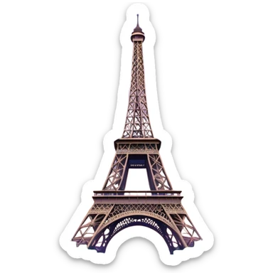 Cinematic Realistic Eiffel Tower Landmark Emoji, featuring the iron lattice structure illuminated against a twilight Parisian sky sticker