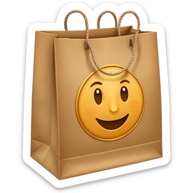 Large paper bag with a logo and thick string handles. sticker