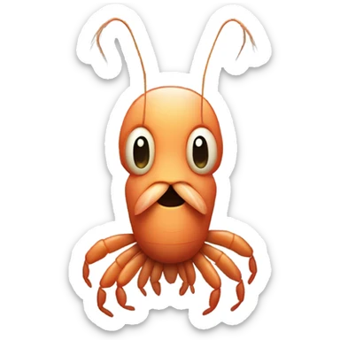 A shrimp with a mustache and beard  sticker