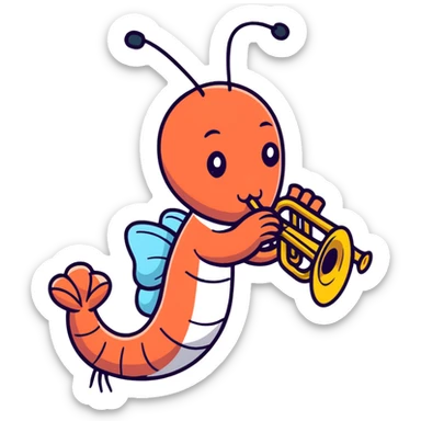 shrimp playing the trumpet sticker