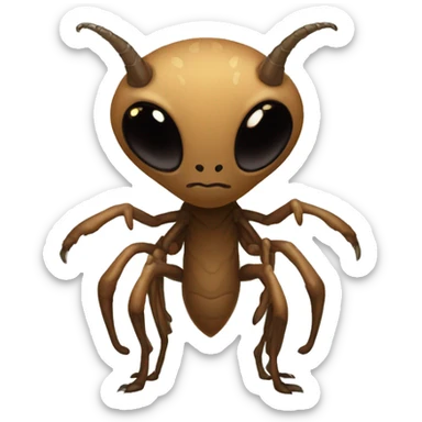 Brown furry alien beast with tendrils on its side, 4 clawed legs, and black eyes and insectoid wings and a long tail  sticker