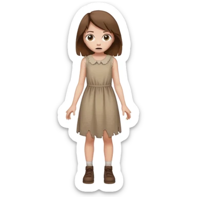 Chica grande  asustada de cuerpo completo con pelo castaño  sticker