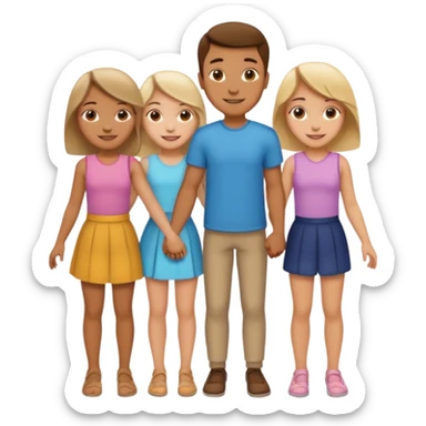 A guy in the center who hold hands to two other gurls sticker