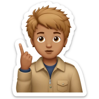 Light brown boy with long coily hair like Dora the explorer sticking middle finger up sticker