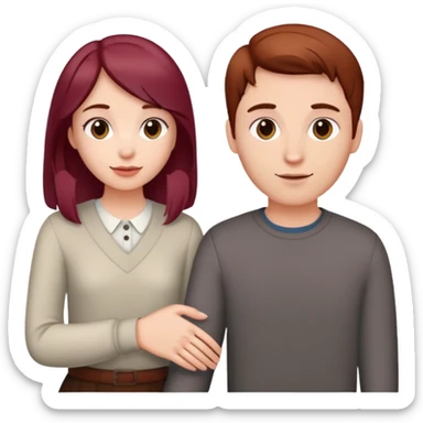Burgundy haired girl holding brunette boyfriends hand sticker