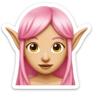 tan skinned elf girl with pink hair sticker
