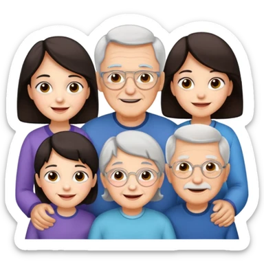 All white grandma and grandpa with 2 girls and 2 boys. The kids should have dark hair sticker