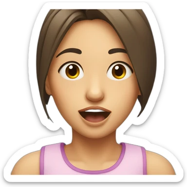 Girl with closed eyes stretching tongue out sticker