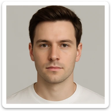 face of a handsome white man, neutral expression, clean and well-groomed, simple background sticker