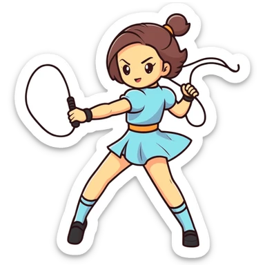 A girl doing the whip sticker