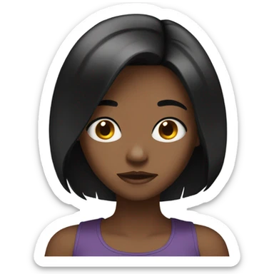 Hungry girl black hair sticker