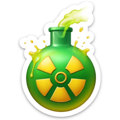 create a poison bomb which is radioactive in color, make the poison inside spoiling out and make the bomb gradient from green to yellow sticker