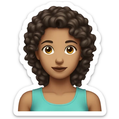 A girl with dark brown curly hair and tan skin and dark brown honey eyes sticker