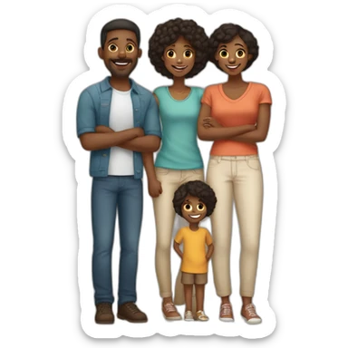 a loving black family of 5 with a mom and dad, 2 teen boys and a 5 year old boy sticker