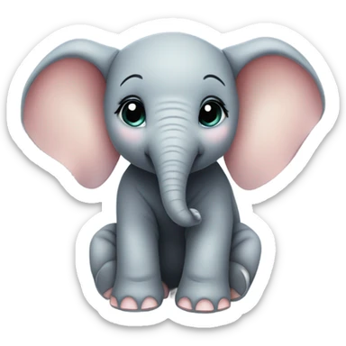 Cute Baby elephant with thick eyelashes sticker