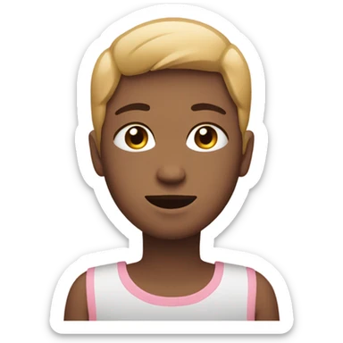 Blushing with hands on their chin and feet behind their back sticker