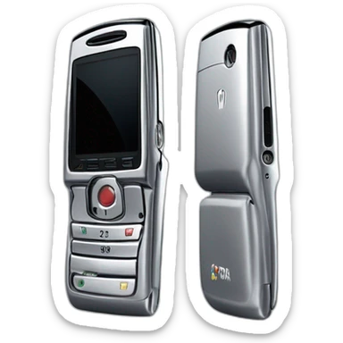 highly detailed closed silver Motorola Razr V3 2004, showcasing the iconic sleek clamshell design at a three-quarter angle sticker