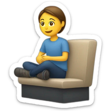 Une personne assise sur un canapé en train d'écouter sticker