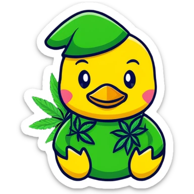 Duck with cannabis sticker
