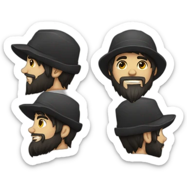 emo guy with beard and hat hype face sticker