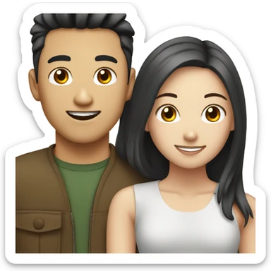 Asian guy white girl couple sticker