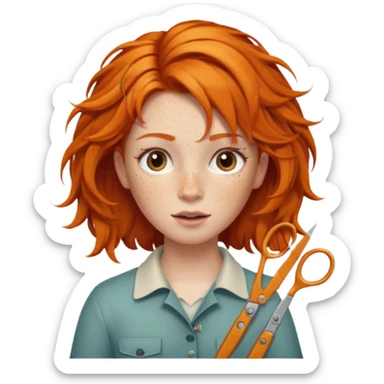 ginger girl whit a scissours in te hair sticker