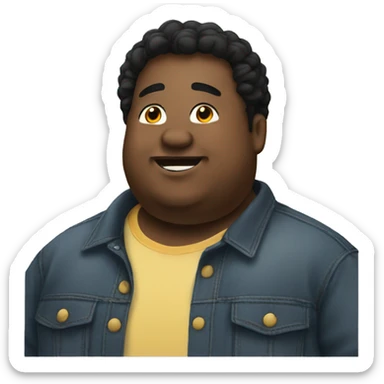 Fat man with overshirt profile picture, happy, black hair sticker