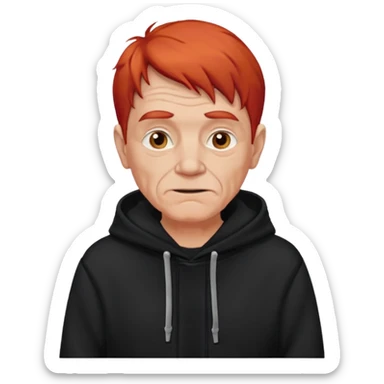 old manwith red hair and black hoodie sticker