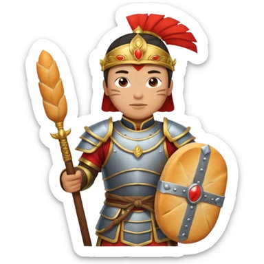 chinese ancient warrior with baguette sticker