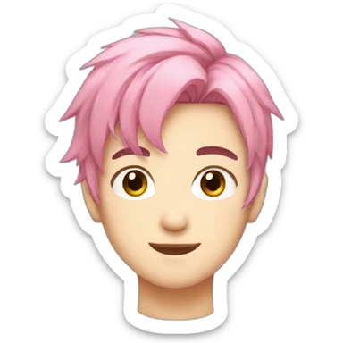 anime boy with pink hair sticker
