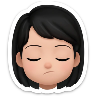 girl slepping black hair sticker