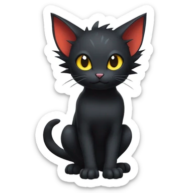 Cool Cute Edgy Black Dark Chibi Cat-Noibat-Noivern-Litten-Pokémon-Fakémon-hybrid sticker