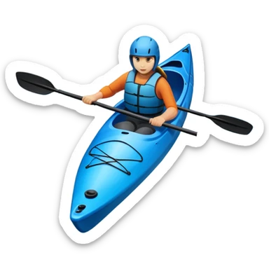 An icon showing a close-up of a sleek kayak with double-bladed paddles gliding through water. Splashes surround the boat as it cuts across a calm surface, symbolizing speed and focus. Transparent background emphasizes the dynamic and personal nature of kayak paddling. sticker