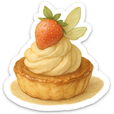 realistic whimsical pastry, natural colors, soft, fairy-like atmosphere, no background, square size sticker