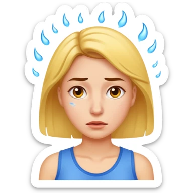 woman feeling very hot, sweating sticker