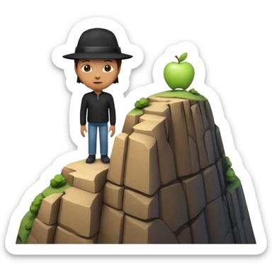 A 3D emoji of a person standing at the edge of a steep cliff in Apple style. The person faces forward, close to the edge, showing a sense of height and danger. Clean, glossy Apple-style rendering, isolated on white background.


 sticker