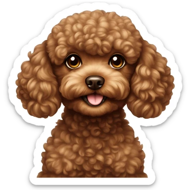 Brown toy poodle with her belly up sticker