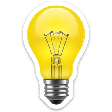 Generate a high-quality image of a glowing neon yellow light bulb, bright vibrant color, realistic glow effect, smooth gradient colors, no human figures, no facial features, no brand markings, simple dark background, high-resolution.
 sticker