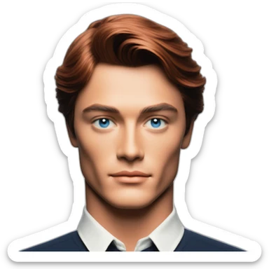 Alain Delon young student blue eyes short red hair sticker