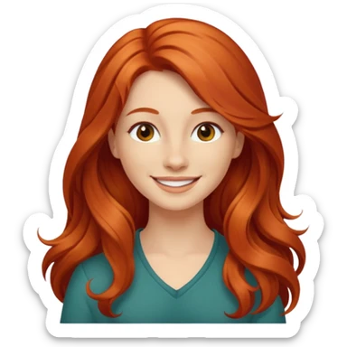 Profesora joven, sonrriente cabello rojizo y de pelo largo  sticker