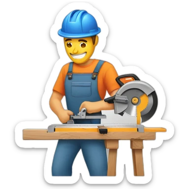 Woodworker with miter saw sticker