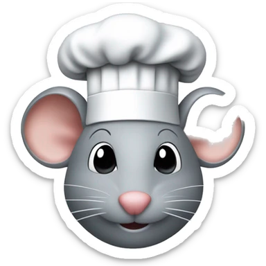grey mouse head with a chef’s hat apple style sticker
