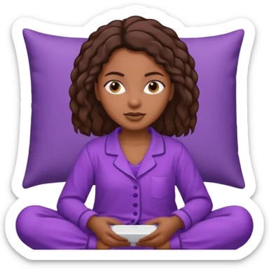 UNE FEMME DE COULEUR DE PEAU NOIRE HABILLE AVEC  UN PYJAMA VIOLET sticker