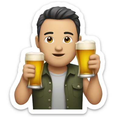 man want to drink 2 beer say 乾杯 sticker